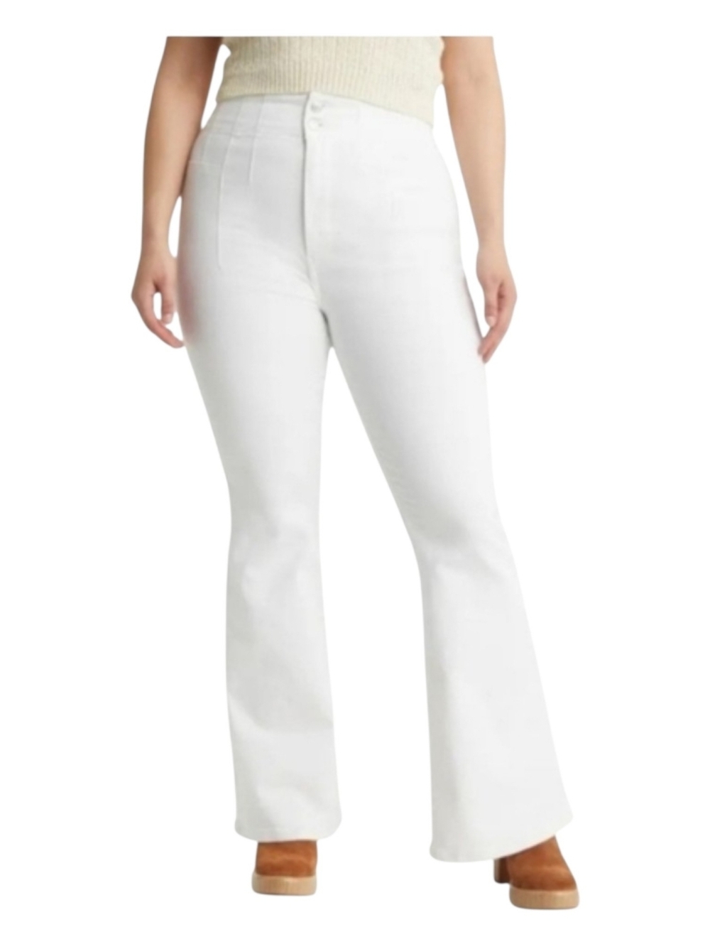 FREE PEOPLE Jayde High Rise Flare Leg Jeans Pure White Size 31